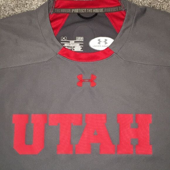 Gray University of Utah Utes Work Out Training Team Issue T Shirt LG L Heatgear - Picture 3 of 5